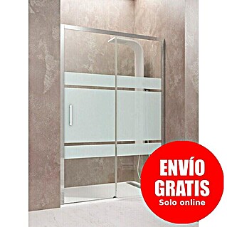 GME Mampara de ducha frontal Aktual (110 x 195 cm, Vidrio serigrafiado, Plata brillo)