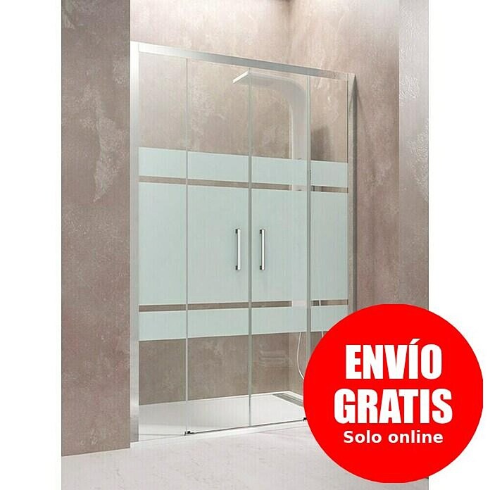 GME Mampara de ducha frontal Aktual Frost Spazio (An x Al: 190 x 195 cm, Serigrafiado, 8 mm, Plata brillo)