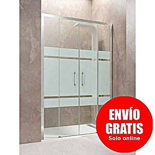 GME Mampara de ducha frontal Aktual Spazio (190 x 195 cm, Vidrio serigrafiado, Plata brillo)