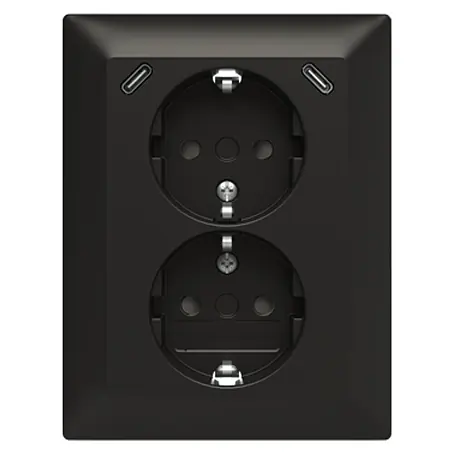 Busch-Jaeger  USB-Steckdose Safety+ mit 2x USB-C Schwarz matt 202EUJRB2USBC-915