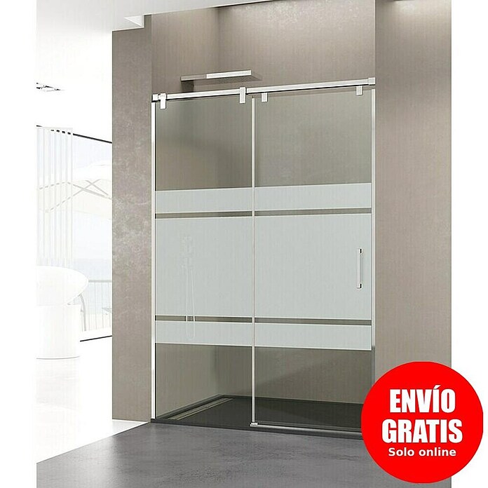 GME Mampara de ducha frontal Futura Frost (An x Al: 140 x 200 cm, Serigrafiado, 6 mm, Cromo)