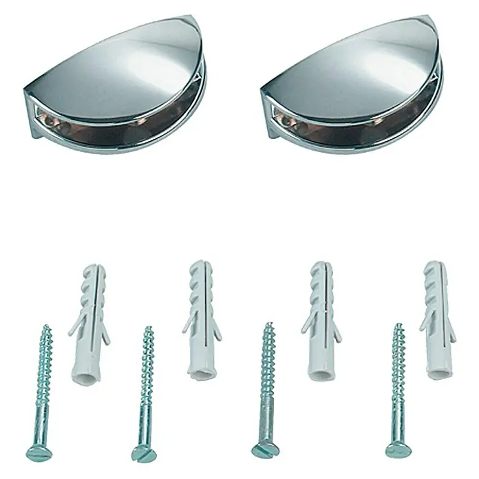 Kristall-Form Glasbodenträger - 2 Stk., Verchromt - Zwei silberne Möbelgriffe mit Schrauben und Dübeln für die Montage. Diese Griffe sind ideal für Schubladen oder Schränke.
