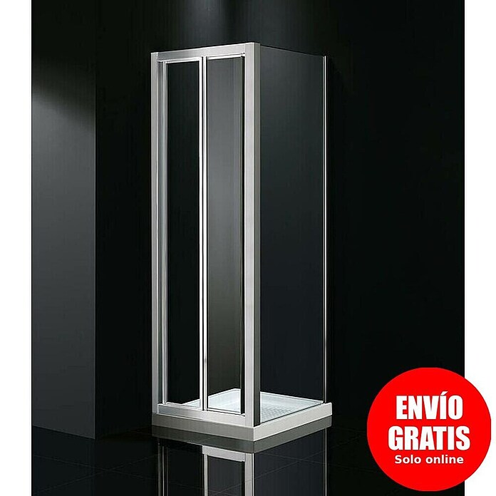 GME Mampara de ducha plegable esquinera Akord (70 x 80 x 195 cm, Plata Brillo, Espesor de vidrio: 4 mm) | BAUHAUS