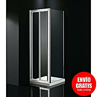 GME Mampara de ducha plegable esquinera Akord (70 x 80 x 195 cm, Plata Brillo, Espesor de vidrio: 4 mm)