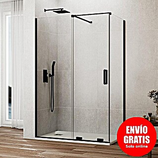 GME Mampara de ducha frontal Kenna (100 x 195 cm, Espesor de vidrio: 8 mm, Negro)