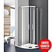 GME Mampara de ducha angular Prestige Titan Radio Roca (L x An x Al: 90 x 90 x 195 cm, Anodizado, 8 mm, Plata brillo)