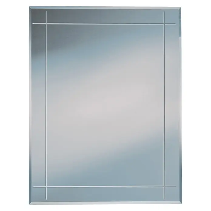 Kristall-Form Rillenschliffspiegel Karo - 70 x 90 cm, Eckig - Ein rechteckiger Spiegel mit einem schlichten, geradlinigen Design. Der Spiegel ist ideal für Badezimmer oder Ankleidezimmer.