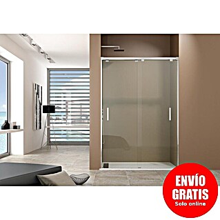 GME Mampara de ducha frontal Bypass (160 x 190 cm, Anodizado, Espesor de vidrio: 6 mm, Plata brillo)