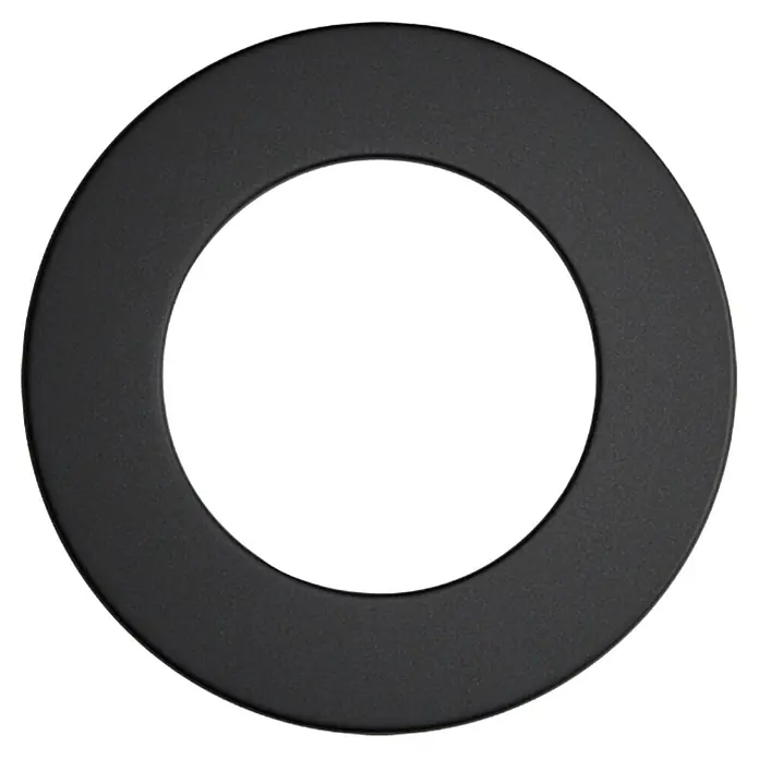 Ofenrohrrosette - Durchmesser: 120 mm, Senotherm lackiert, Schwarz - Schwarzer ringförmiger Leuchtenabdeckung für Decken- oder Wandleuchten, ideal für moderne Innenräume. Die runde Form sorgt für eine elegante Optik.