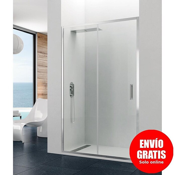 GME Mampara de ducha frontal Prestige Titan (An x Al: 110 x 195 cm, Anodizado, 8 mm, Plata brillo)