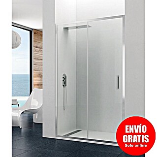 GME Mampara de ducha frontal Prestige (110 x 195 cm, Anodizado, Espesor de vidrio: 8 mm, Plata brillo)