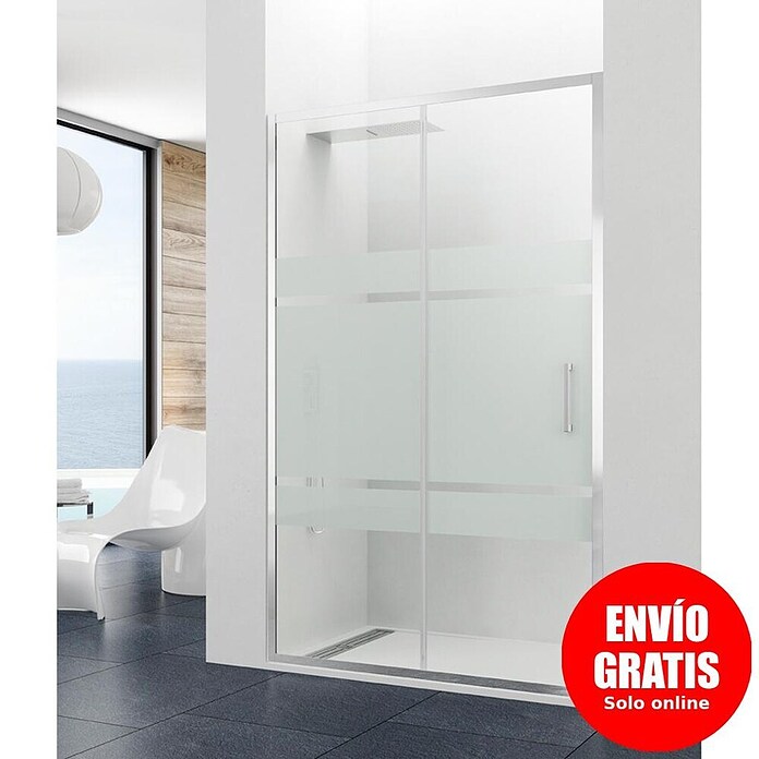 GME Mampara de ducha frontal Prestige Titan Frost (An x Al: 160 x 195 cm, Anodizado, 8 mm, Plata brillo)