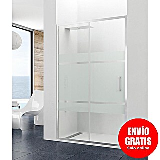 GME Mampara de ducha frontal Prestige Frost (160 x 195 cm, Anodizado, Espesor de vidrio: 8 mm, Plata brillo)