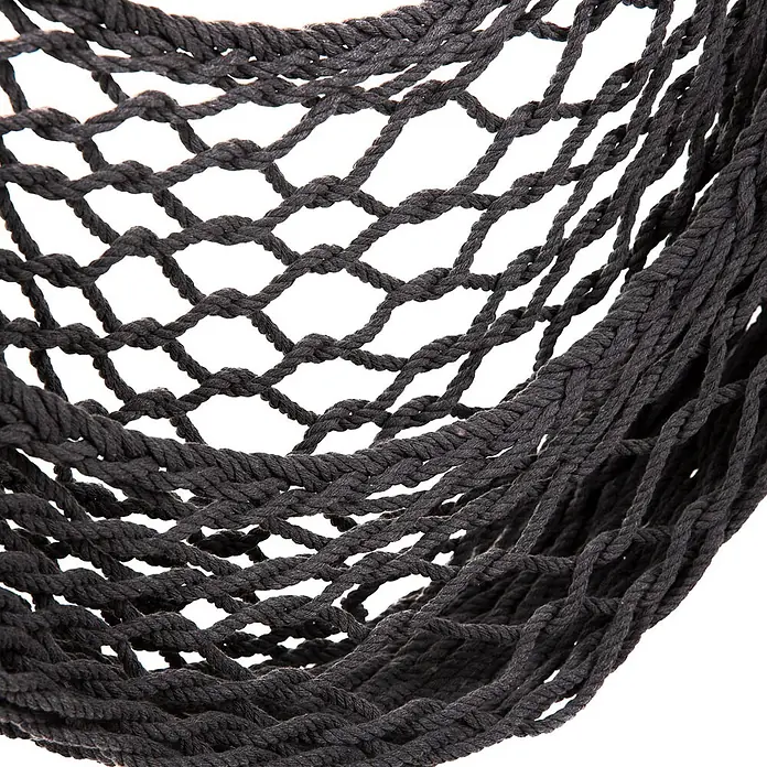 SVITA Hängesessel - L x B x H: 10 x 100 x 130 cm, Grau - Schwarzes Seilnetz aus dicken, geknoteten Schnüren.