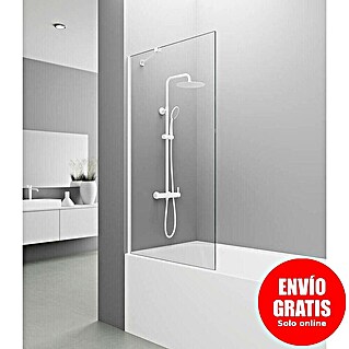 GME Mampara para bañera + brazo Screen (An x Al: 85 x 150 cm, Blanco, Vidrio transparente)