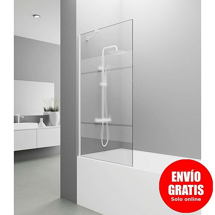 GME Mampara para bañera + brazo Screen (An x Al: 85 x 150 cm, Vidrio serigrafiado, Blanco) | BAUHAUS