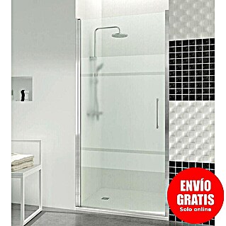 GME Mampara de ducha frontal Open Combi B (90 x 195 cm, Plata brillo, Vidrio serigrafiado)
