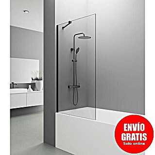 GME Mampara para bañera + brazo Screen (An x Al: 85 x 150 cm, Negro, Vidrio transparente)