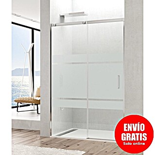 GME Mampara de ducha frontal Temple Frost (100 x 195 cm, Espesor de vidrio: 6 mm, Plata brillo)
