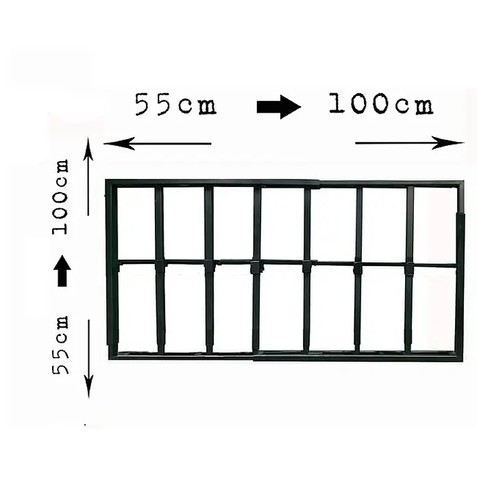 Adaptta Fenstergitter ausziehbar 55×55–100×100 cm, schwarz - Montage Fenstergitter: Fensterrahmenmontage - Dunkles ausziehbares Gartenrankgitter, von 55cm auf 100cm in Breite und Höhe verstellbar.
