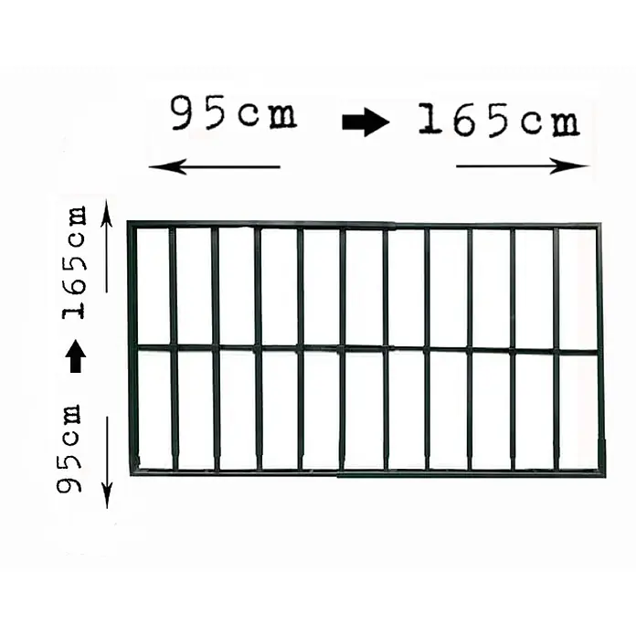 Adaptta Fenstergitter ausziehbar 95×95–165×165 cm, schwarz - Montage Fenstergitter: Fensterrahmenmontage - Dunkelgrünes ausziehbares Metall-Gartenzaunelement, höhen- und breitenverstellbar von 95-165 cm.
