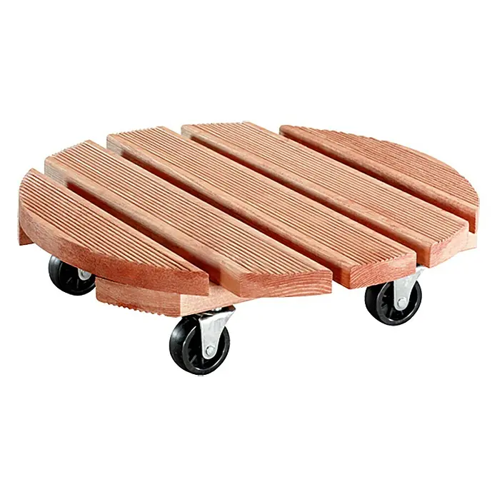 Wagner System Pflanzenroller Florenz - Durchmesser: 37,5 cm, Kiefer - Runde Pflanzenroller aus Holz mit Rollen für den einfachen Transport von Topfpflanzen im Innen- und Außenbereich.