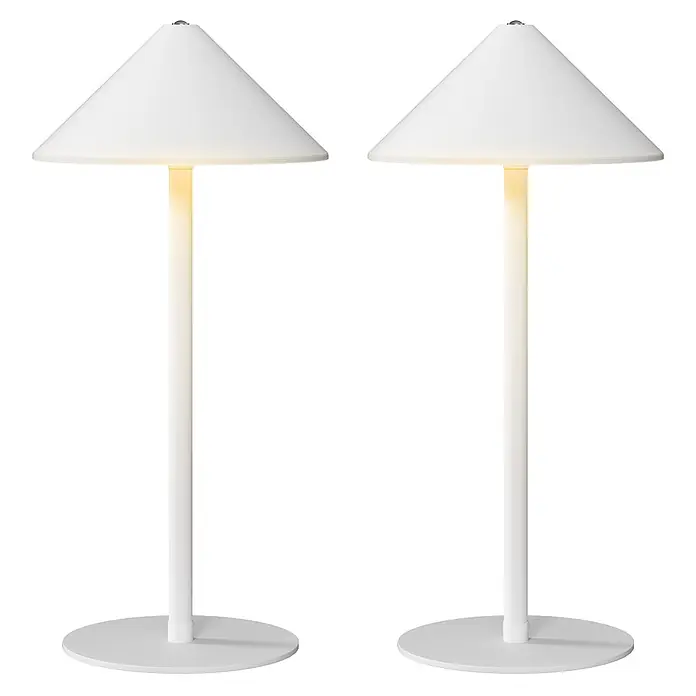 Homcom Tischleuchte - L x B x H: 15 x 15 x 31,5 cm, Weiß, Weiß, Sonstige - Zwei identische weiße Tischlampen mit konischen Schirmen, die warmes Licht ausstrahlen.