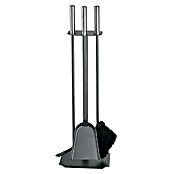 Lienbacher Juego de utensilios para chimenea (3 piezas, Con asas de acero inoxidable, Antracita, Altura: 62 cm)