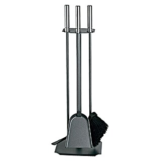 Lienbacher Juego de utensilios para chimenea (3 pzs., Con asas de acero inoxidable, Antracita, Altura: 62 cm)
