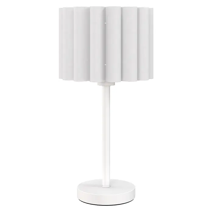 Homcom Tischleuchte - 40 W, L x B x H: 25 x 25 x 48,5 cm, Weiß, Weiß, E27 - Weiße Tischleuchte mit geriffeltem zylindrischen Schirm und rundem Sockel.