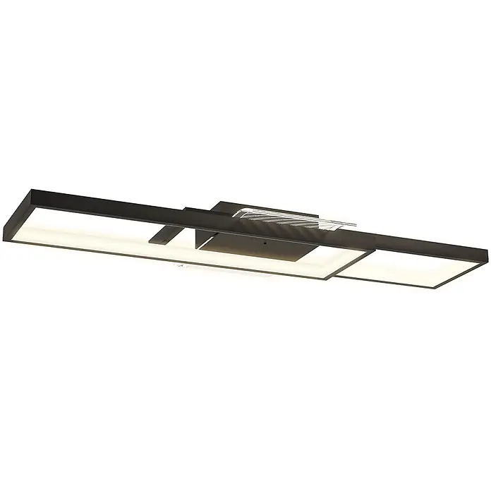 Homcom Deckenleuchte - 43 W, L x B x H: 70 x 30 x 7 cm, Schwarz, Schwarz, Sonstige - Moderne dunkle LED-Leuchte mit rechteckigen beleuchteten Paneelen und zentralem Dekorelement.