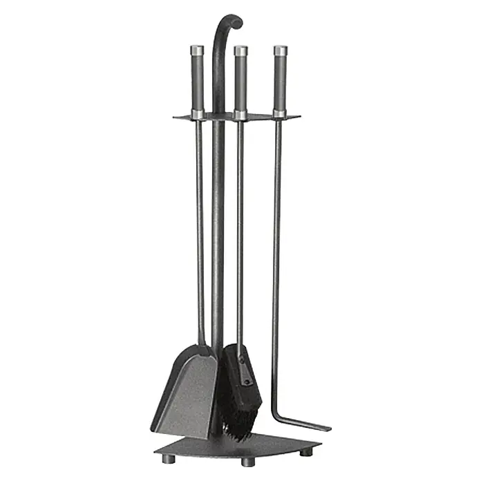 Lienbacher Kamingarnitur - 3 -tlg., Anthrazit, Höhe: 67 cm - Kamingarnitur aus Metall mit Schaufel, Besen und Schürhaken auf einem Ständer.