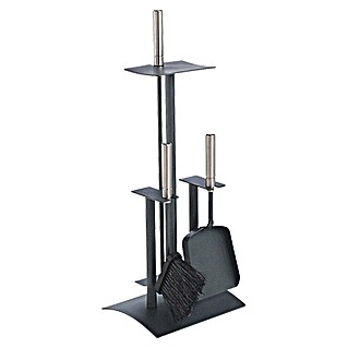 Lienbacher Juego de utensilios para chimenea (3 pzs., Antracita, Altura: 64 cm, Acero inoxidable)
