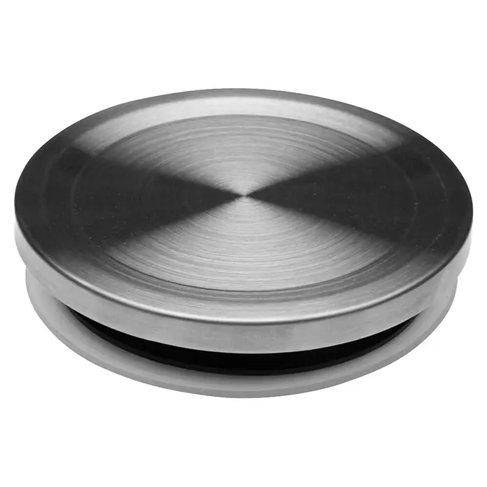 Versa Jarra borosilicato - 1,4 l, Plástico, Transparente - Tapa redonda de metal cepillado con junta negra y borde gris claro.