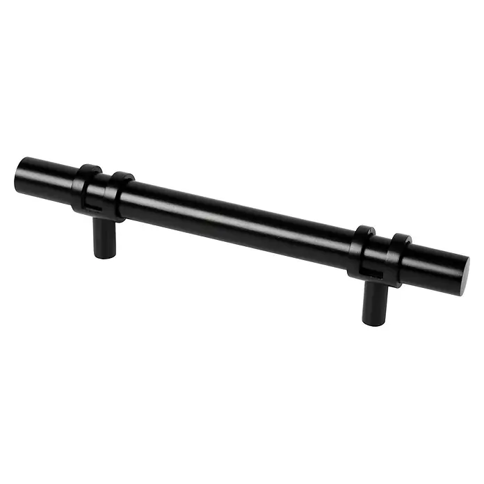 Nesu Tirador para muebles Doble Loop - Distancia entre orificios: 96 mm, Otros, Negro, 4 ud. - Tirador de mueble negro de metal, barra cilíndrica con dos postes.