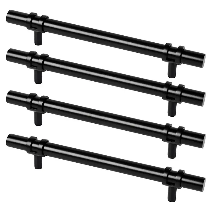 Nesu Tirador para muebles Doble Loop - Distancia entre orificios: 96 mm, Otros, Negro, 4 ud. - Cuatro tiradores de barra de metal negro para gabinetes.