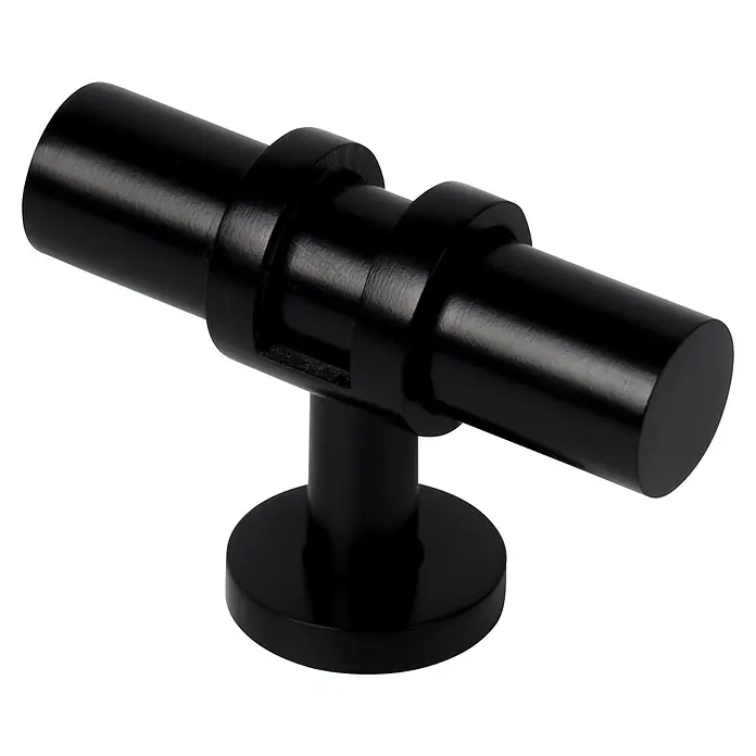 Nesu Tirador para muebles Doble Loop - L x Al: 50 x 34 mm, Negro, 6 ud. - Tirador de gabinete en T de metal negro mate para cajones y puertas.