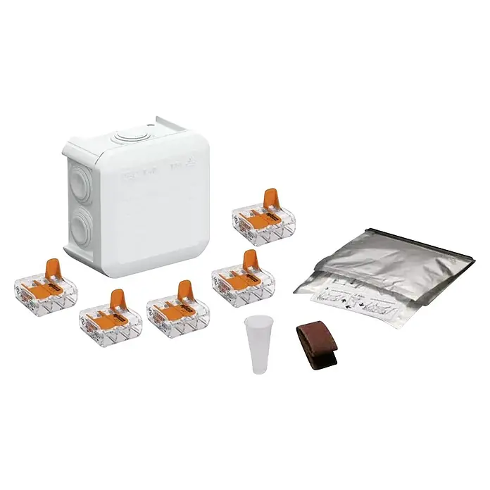Cellpack Abzweigdose Universalbox T40 WAGO/CG - 90 x 90 x 52 mm - Diagonale Ansicht