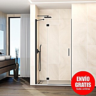 GME Mampara de ducha frontal Glass C (95 x 195 cm, Negro, An x Al: 95 (30/65) x 195 cm)