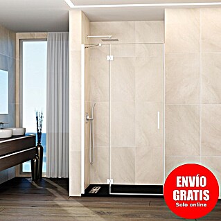 GME Mampara de ducha frontal Glass C (95 x 195 cm, Blanco, An x Al: 95 (30/65) x 195 cm)