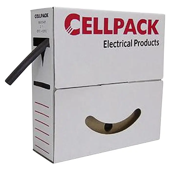 Cellpack Schrumpfschlauch ohne Kleber 2.40 mm 1.20 mm Schrumpfrate:2:1 - Schwarz, 15 m - Diagonale Ansicht
