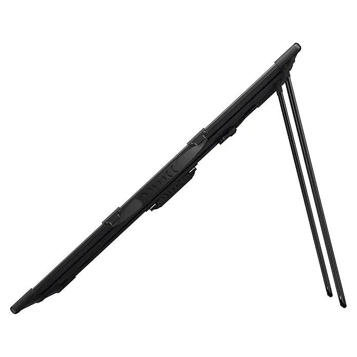 Anker Solix Solarmodul SOLIX PS200 GEN2 - 200 W, L x B x H: 1.377 x 792 x 17 mm - Schwarzer Scheibenwischer mit robustem Doppelstangenrahmen, schräg dargestellt.