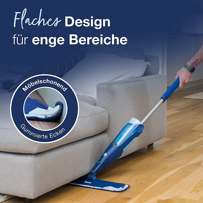 Bona Spray Mop für Holzfußböden (Mikrofaser, 1 x Bona Spray Mop, 1 x Bona Spray Mop Refiller (Kartusche), 1 x Bona Mikrofaser-Reinigungspad)
