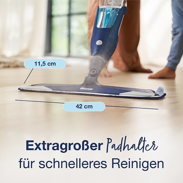 Bona Spray Mop für Holzfußböden (Mikrofaser, 1 x Bona Spray Mop, 1 x Bona Spray Mop Refiller (Kartusche), 1 x Bona Mikrofaser-Reinigungspad)
