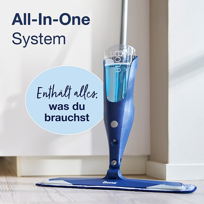 Bona Spray Mop für Holzfußböden (Mikrofaser, 1 x Bona Spray Mop, 1 x Bona Spray Mop Refiller (Kartusche), 1 x Bona Mikrofaser-Reinigungspad)
