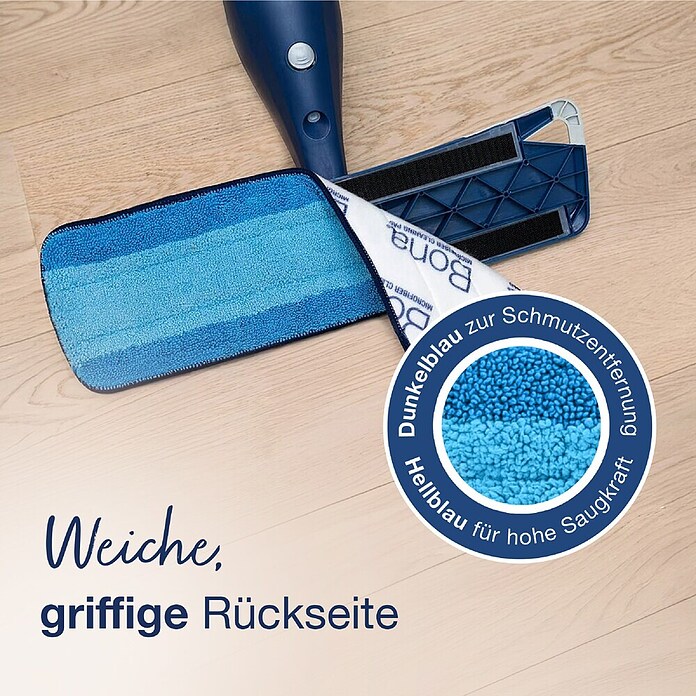 Bona Spray Mop für Holzfußböden (Mikrofaser, 1 x Bona Spray Mop, 1 x Bona Spray Mop Refiller (Kartusche), 1 x Bona Mikrofaser-Reinigungspad)
