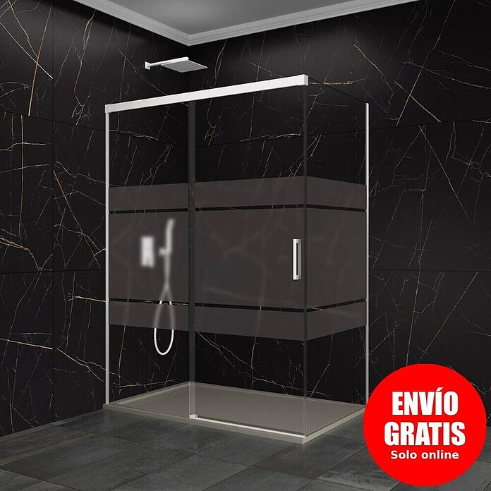 GME Mampara de ducha frontal Basic (L x An x Al: 70 x 165 x 196 cm, Vidrio serigrafiado, Blanco) | BAUHAUS
