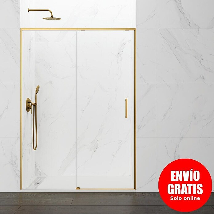 GME Mampara de ducha frontal Twenty (140 x 195 cm, Espesor de vidrio: 6 mm, Oro) | BAUHAUS