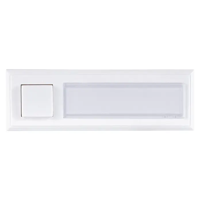 REV Klingeltaster - Weiß, 29,4 x 90,2 x 18,3 mm, Kunststoff - Weißes Elektroschaltermodul mit Wippschalter und transparentem Beschriftungsträger.
