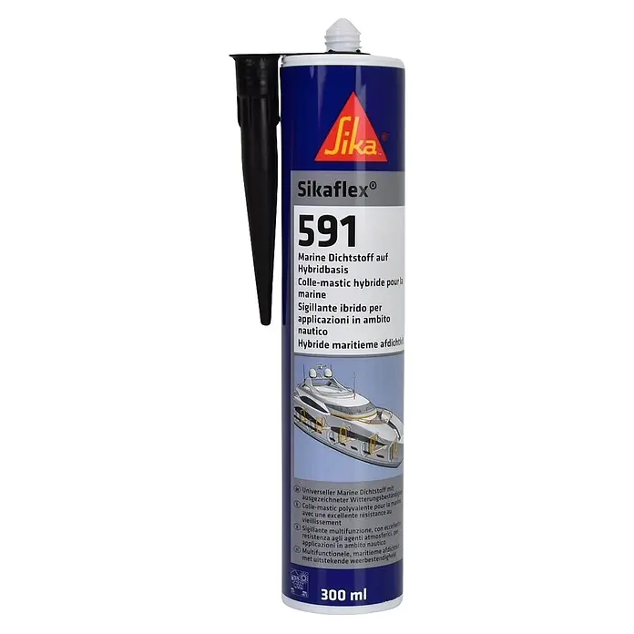 Sika Masilla selladora Sikaflex®-591 - Blanco, Bolsa, 70 ml - Tubo azul de sellador marino Sikaflex 591 con boquilla aplicadora negra.